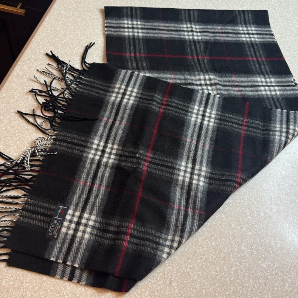 V.Frass Cashmink Scarf Plaid Black / Grey Unisex